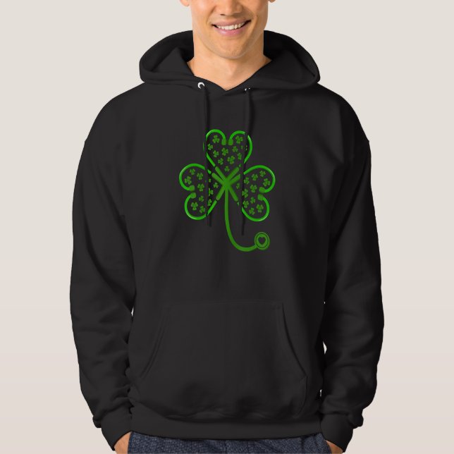 Shamrock Stethoscope Nurse Lucky St Patricks Day N Hoodie (Framsida)