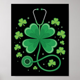 Shamrock Stetoskop St Patricks Day Sjuksköterska G Poster