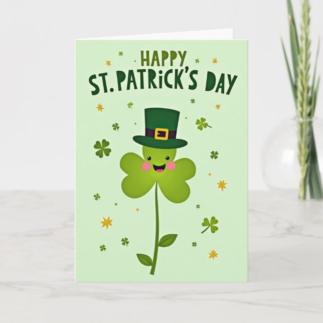 Shamrock Stjärnor Glad Dag Kort (Framsida)