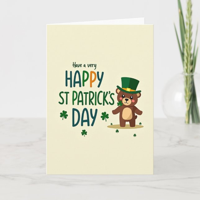 Shamrock Teddy Happy-kort Kort (Framsida)