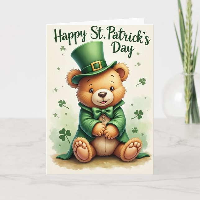 Shamrock Teddybjörn Julkort Kort (Framsida)
