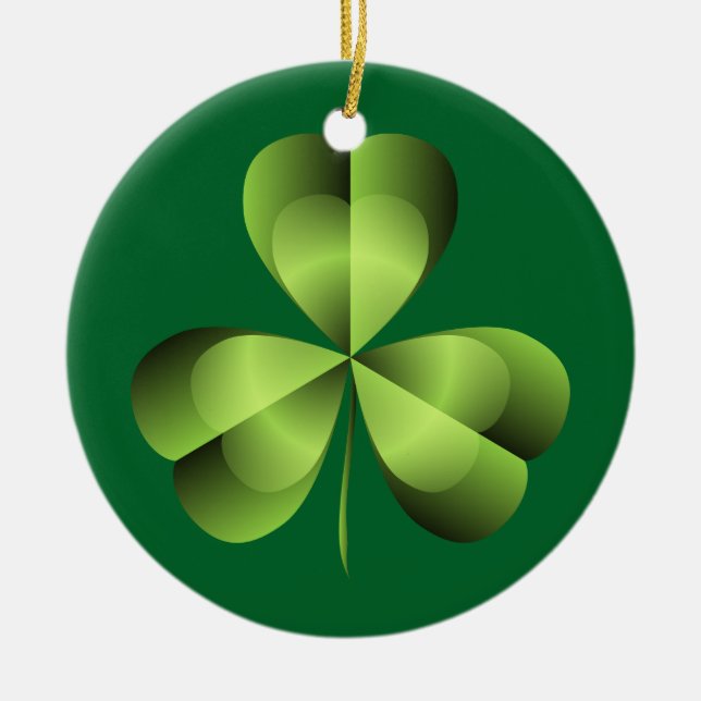 Shamrock Three Löv Klöver Graphic Julgransprydnad Keramik (Framsidan)