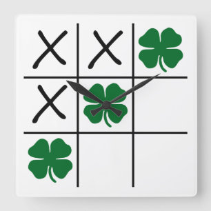 Shamrock Tic Tac Toe Fyrkantig Klocka