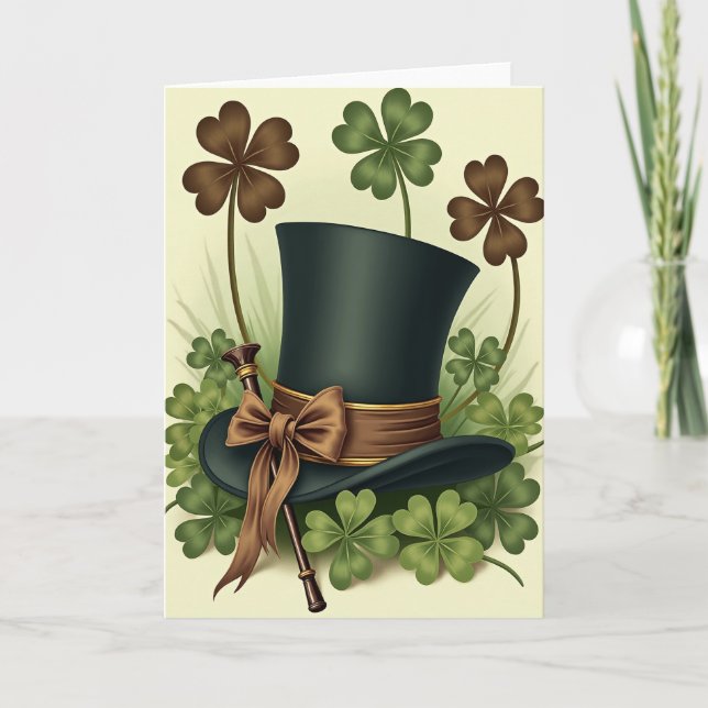 Shamrock Top Hat Mönsterkort Kort (Framsida)