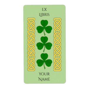 Shamrock Trio and Knotwork Bands Bookplate Fraktsedel