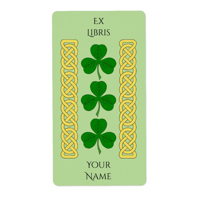Shamrock Trio and Knotwork Bands Bookplate Fraktsedel (Framsidan)