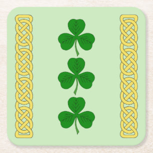 Shamrock Trio and Knotwork Bands Underlägg Papper Kvadrat