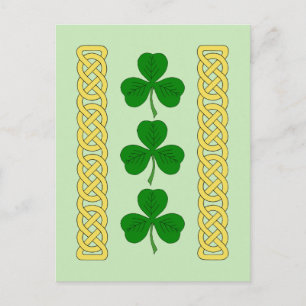 Shamrock Trio and Knotwork Bands Vykort