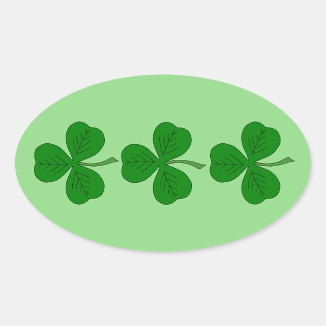 Shamrock Trio Ovalt Klistermärke (Framsida)