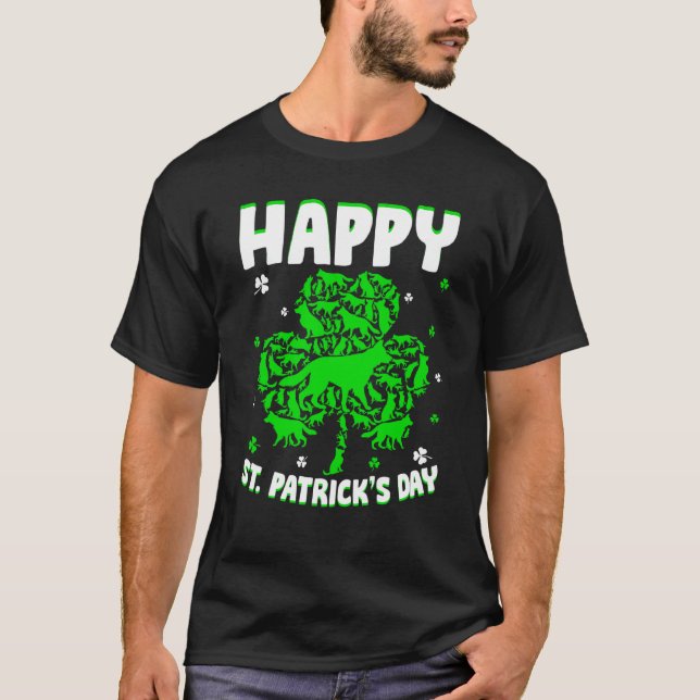 Shamrock tysk schäferhund St Patrick S Day Iris T Shirt (Framsida)