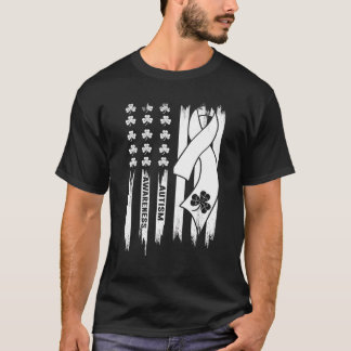 Shamrock USA Flag Autism Medvetenhet Band St Patri T Shirt