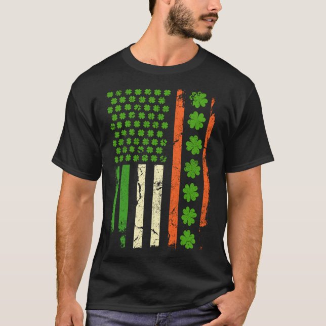 Shamrock USA flagga St Patricks Irish Drinking App T Shirt (Framsida)
