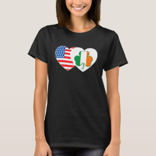 Shamrock USA flagga Twin Heart för irländska ameri T Shirt