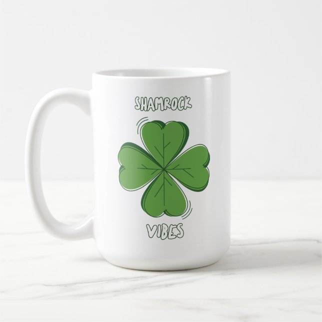 Shamrock Vibes Four-Leaf Clover St. Paddy's Day Kaffemugg (Vänster)