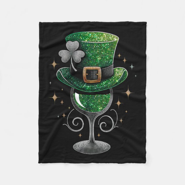 Shamrock Vin Gles Drinking St patricks day Irish Fleecefilt (Framsidan)
