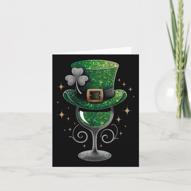 Shamrock Vin Gles Drinking St patricks day Irish Kort (Framsida)