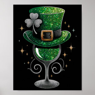 Shamrock Vin Gles Drinking St patricks day Irish Poster