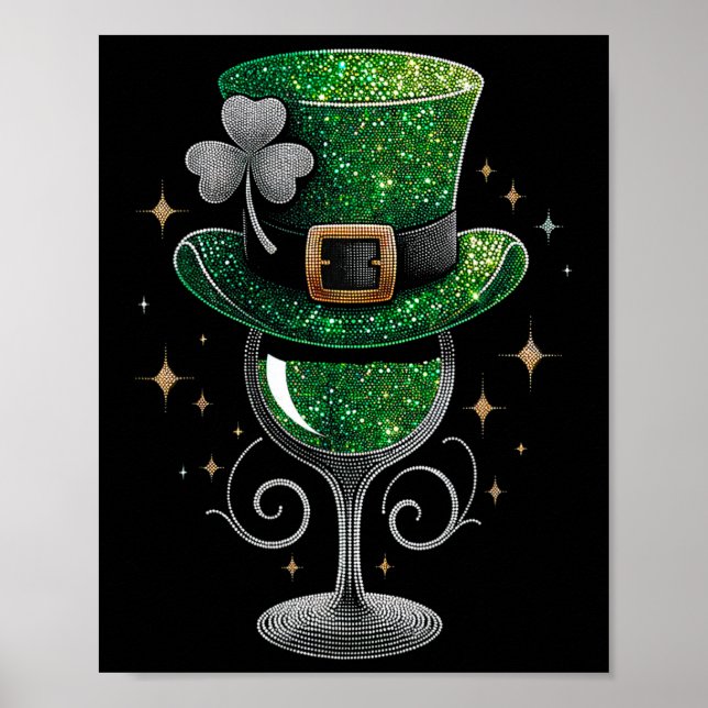 Shamrock Vin Gles Drinking St patricks day Irish Poster (Framsidan)