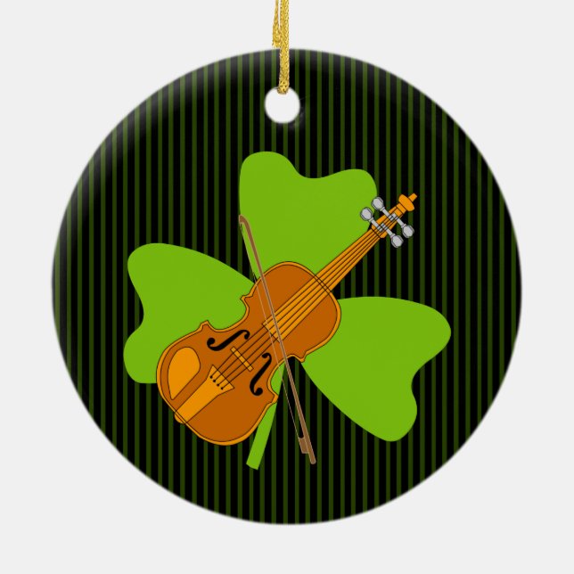 Shamrock Violin Julgransprydnad Keramik (Baksidan)