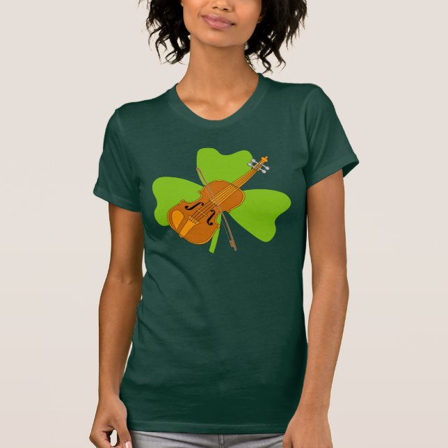 Shamrock Violin T Shirt (Framsida)