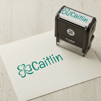 Shamrock w/ Name Signature Pre Inked Rubber Stamp Självfärgande Stämpel