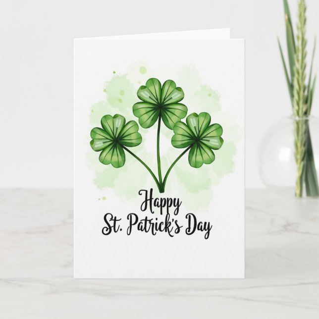 Shamrock Watercolor Card Kort (Framsida)