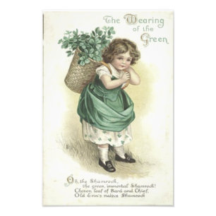 Shamrock Wearing of the Grönt Victorian Girl Fototryck