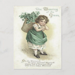 Shamrock Wearing of the Grönt Victorian Girl Vykort