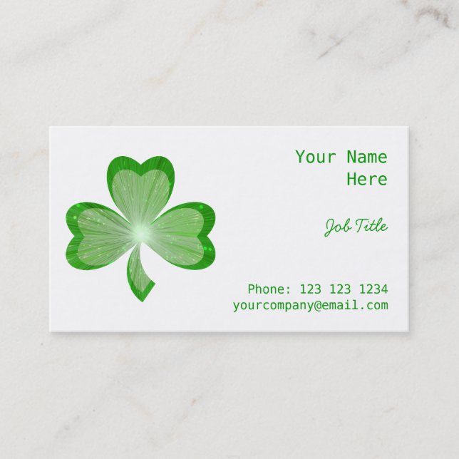 Shamrock White affärskort side grönt back Visitkort (Framsida)