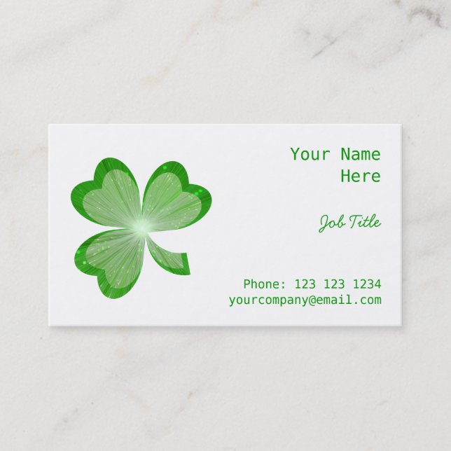 Shamrock White affärskort side grönt back Visitkort (Framsida)