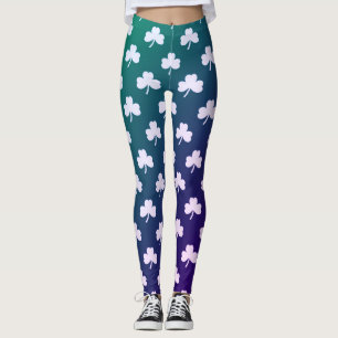 Shamrock White Blue Grönt Ombre Leggings