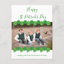 Shamrock White Grönt Photo St. Patrick's Day Helg Vykort