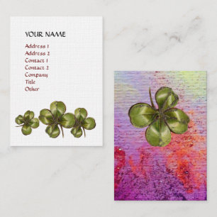 SHAMROCK Whıte Lila Red Blommigt Lınen Visitkort