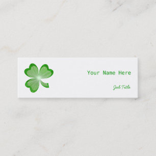 Shamrock White side smala grönt back Mini Visitkort