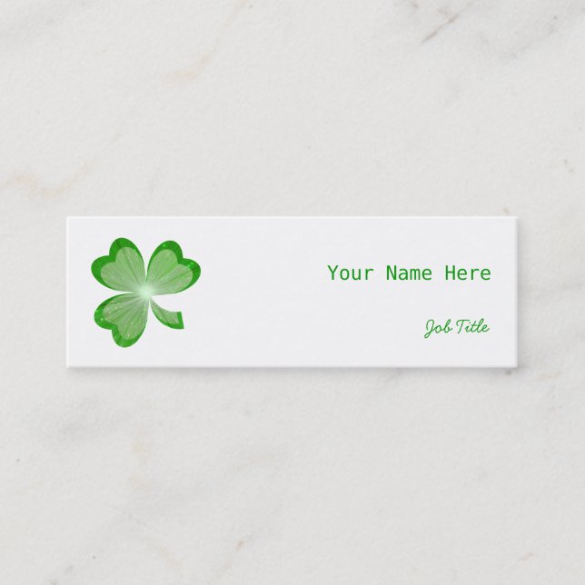 Shamrock White side smala grönt back Mini Visitkort (Framsida)