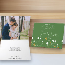 Shamrock WildblommGrönt Bröllop Photo Tack Kort