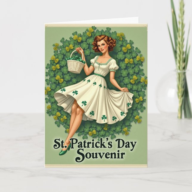 Shamrock Wreath Retro Card Kort (Framsida)