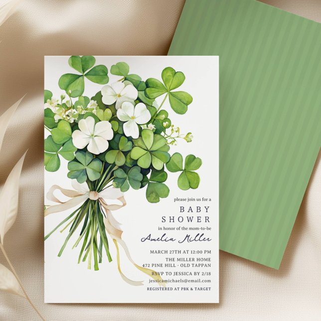 Shamrockbukett Baby Shower Inbjudan (Skapare uppladdad)