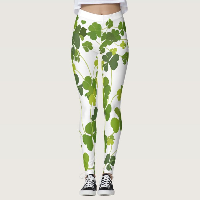 Shamrockbukett, st patrick's day, grön klöver leggings (Framsida)