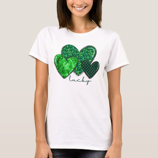 Shamrockhjärtan Irländsk Leopardsärk till Patrick' T Shirt (Framsida)