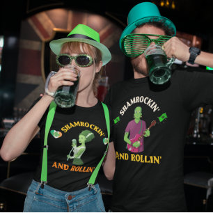 Shamrockin' and Rollin' St. Patrick's Day Humor T Shirt