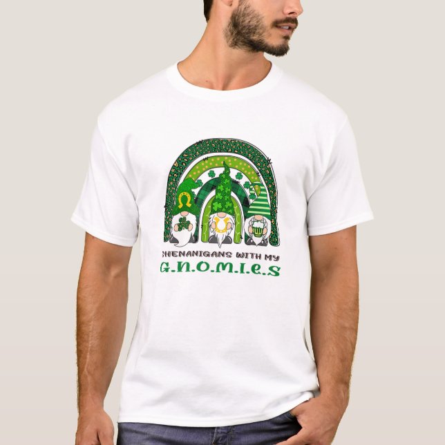 Shamrockin Med Mina Tomtegubbar Irländska T Shirt (Framsida)