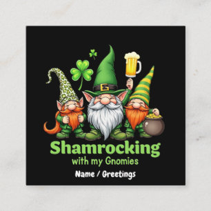 Shamrocking med mina Gnomies Rolig St. Patricks Fyrkantigt Visitkort