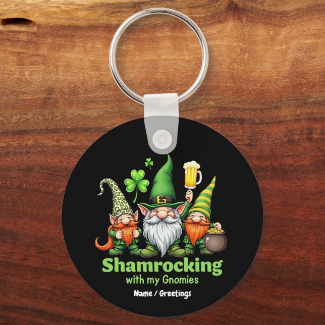 Shamrocking med mina Gnomies Rolig St. Patrick's  Nyckelring (Framsida)