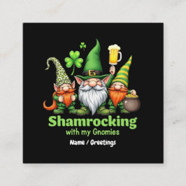 Shamrocking med My Gnomies Funny St. Patrick's Fyrkantigt Visitkort