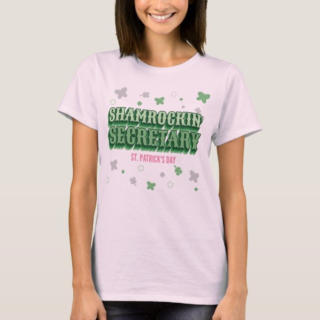 Shamrockins sekreterare Roligt St. Patrick's Day T Shirt (Framsida)