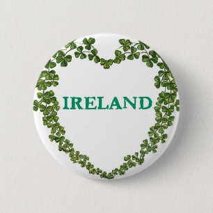 ShamrockIrland hjärta klämmer fast Knapp