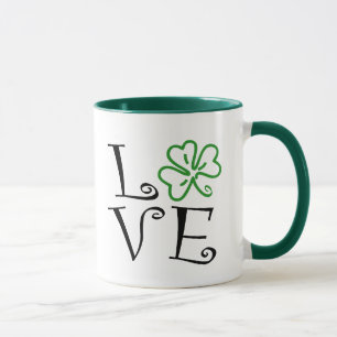 Shamrockkärlek - svart och grönt mugg