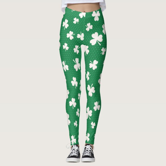 Shamrockmönsterst patrick's day leggings (Framsida)