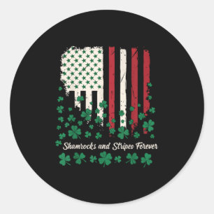 Shamrocks And Stripes Forever - Patriotisk Irländs Runt Klistermärke